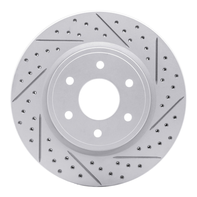 R1 05-25 Nissan Frontier Front Right Drilled & Slotted Geo-Carbon Rotor