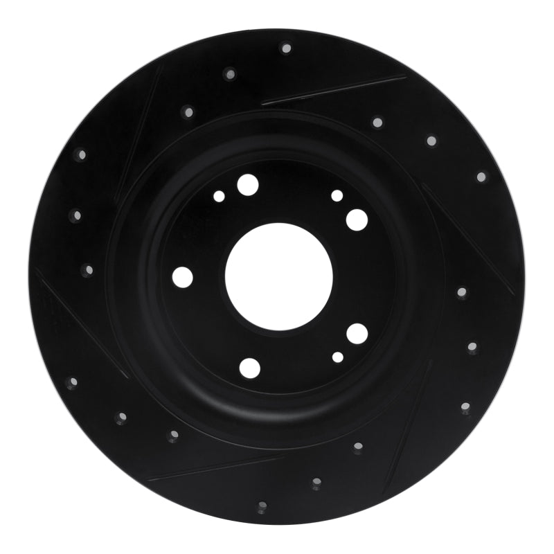 R1 17-20 Honda Civic Sedan Rear Right Drilled & Slotted Black Brake Rotor