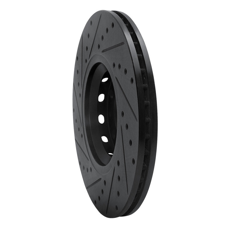 R1 97-06 Audi A4 Quattro Front Right Drilled & Slotted Black Brake Rotor