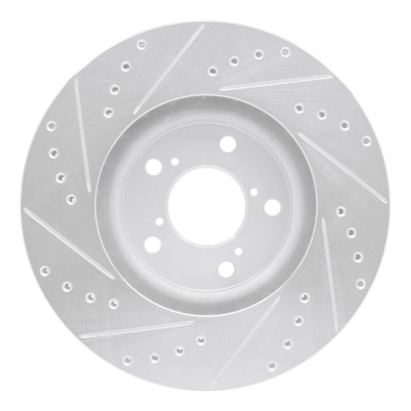 R1 06-14 Honda Ridgeline Front Right Drilled & Slotted Silver Brake Rotor