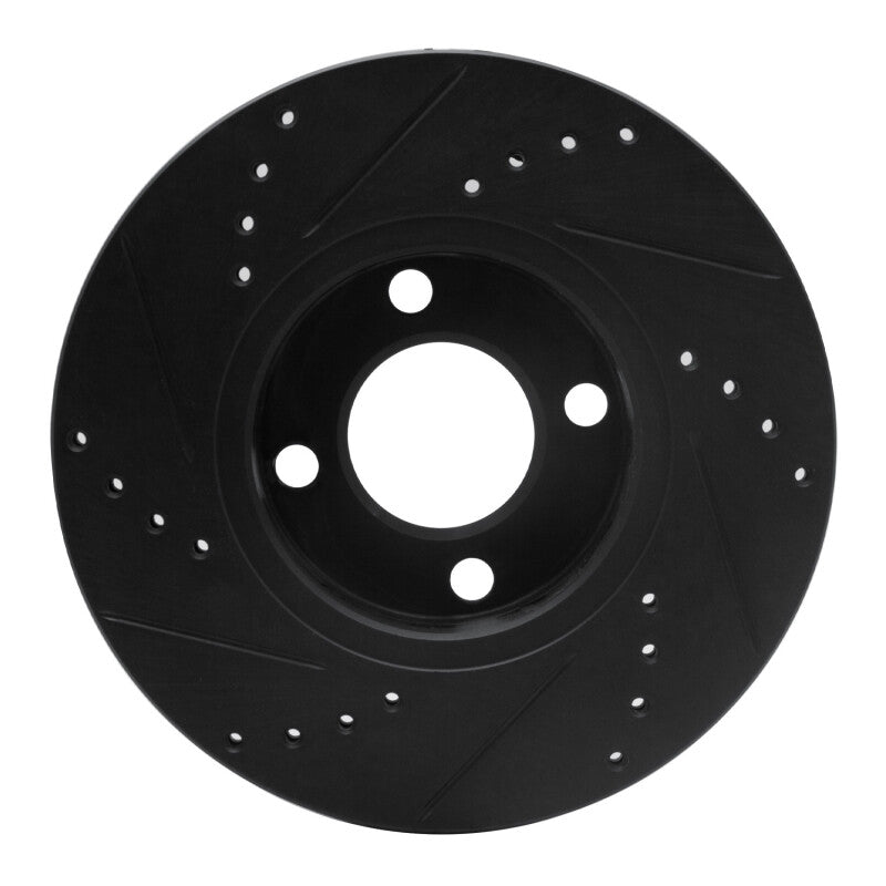 R1 90-98 Audi Cabriolet Front Right Drilled & Slotted Black Brake Rotor