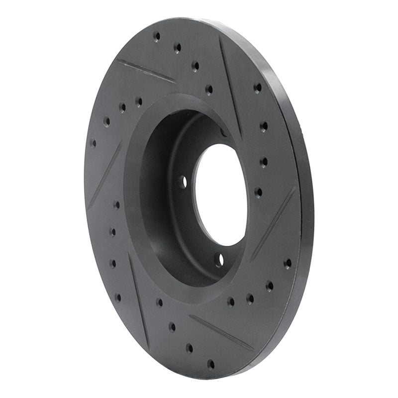 R1 72-82 Toyota CORONA Front Left Drilled & Slotted Black Brake Rotor