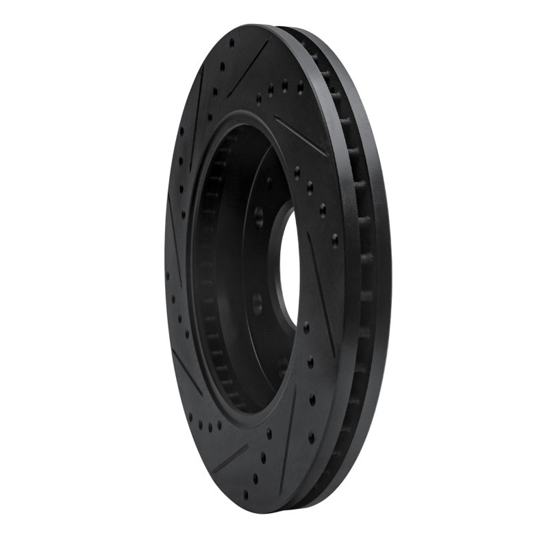 R1 09-09 Ford F-150 RWD Front Right Drilled & Slotted Black Brake Rotor