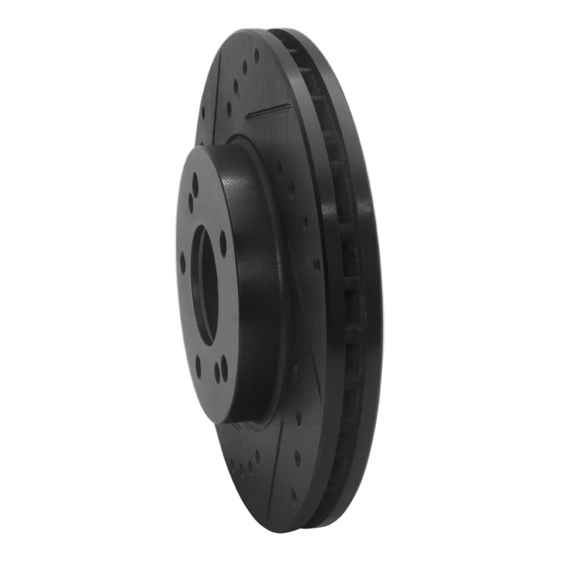 R1 99-01 Infiniti I30 Front Left Drilled & Slotted Black Brake Rotor