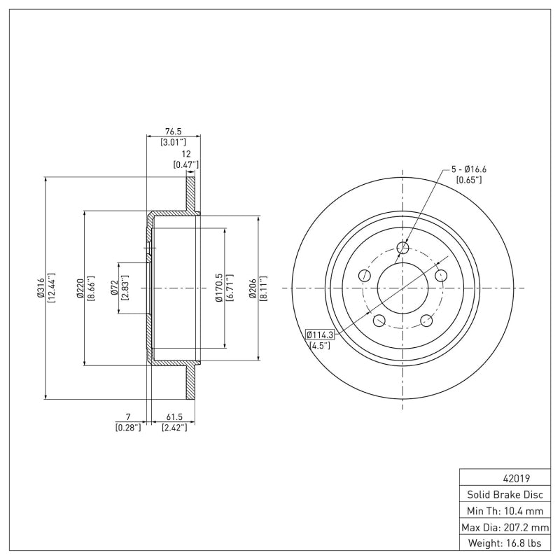 R1 2007-2012 Dodge Nitro Rear Brake Rotor