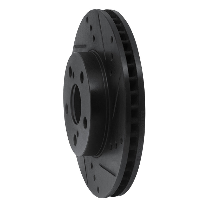 R1 10-17 Lexus CT200H Front Right Drilled & Slotted Black Brake Rotor