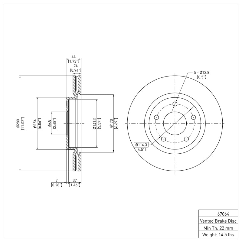 R1 13-19 Nissan Sentra Front Brake Rotor