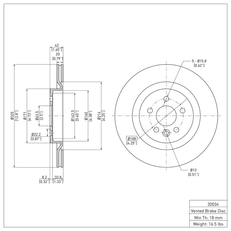 R1 17-20 Jaguar I-Pace Rear Brake Rotor