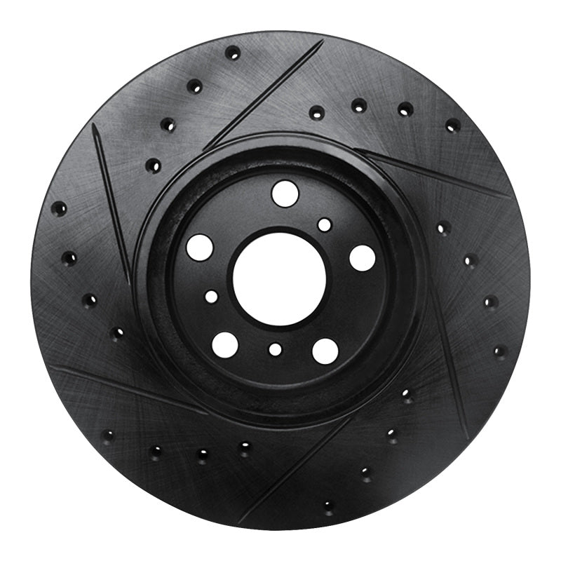 R1 90-93 Toyota Celica Front Right Drilled & Slotted Black Brake Rotor