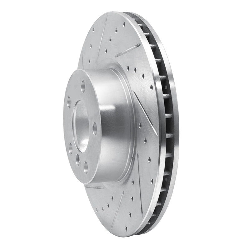 R1 11-18 BMW X3 Front Left Drilled & Slotted Silver Brake Rotor