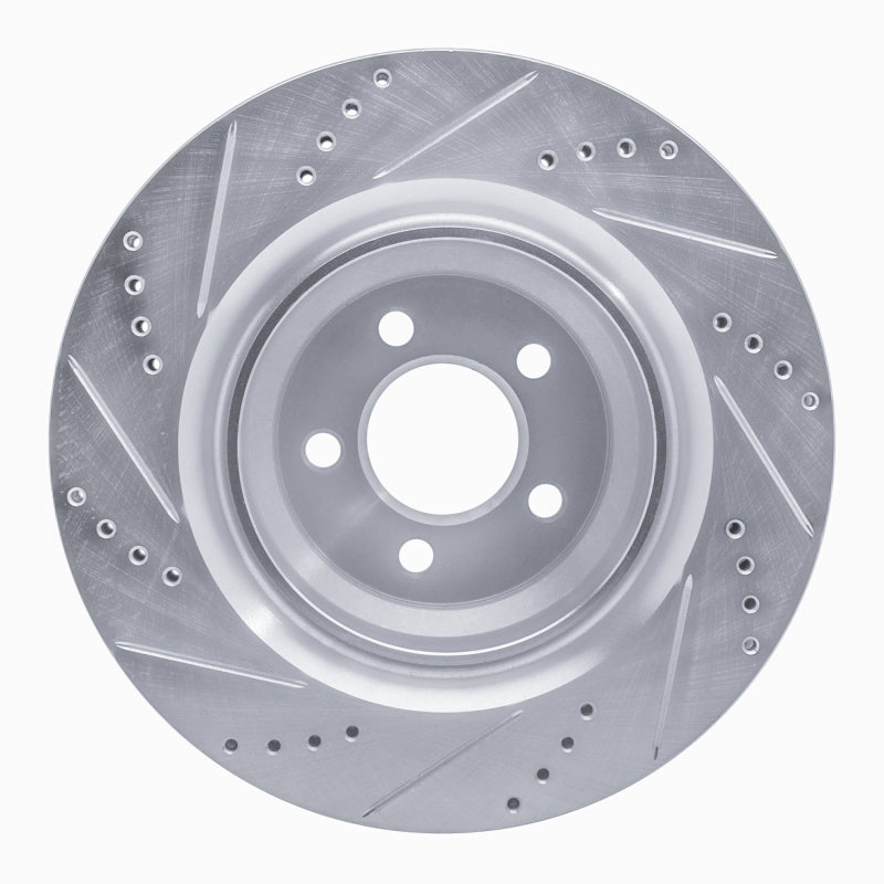 R1 05-23 Chrysler 300 Rear Right Drilled & Slotted Silver Brake Rotor