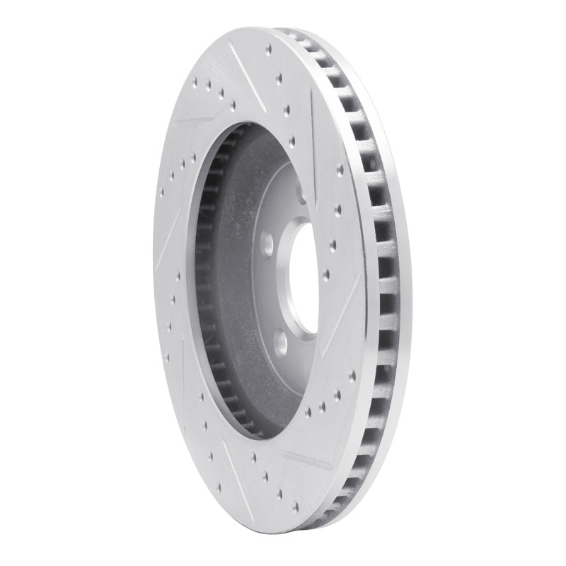 R1 05-14 Ford Mustang Front Left Drilled & Slotted Silver Brake Rotor