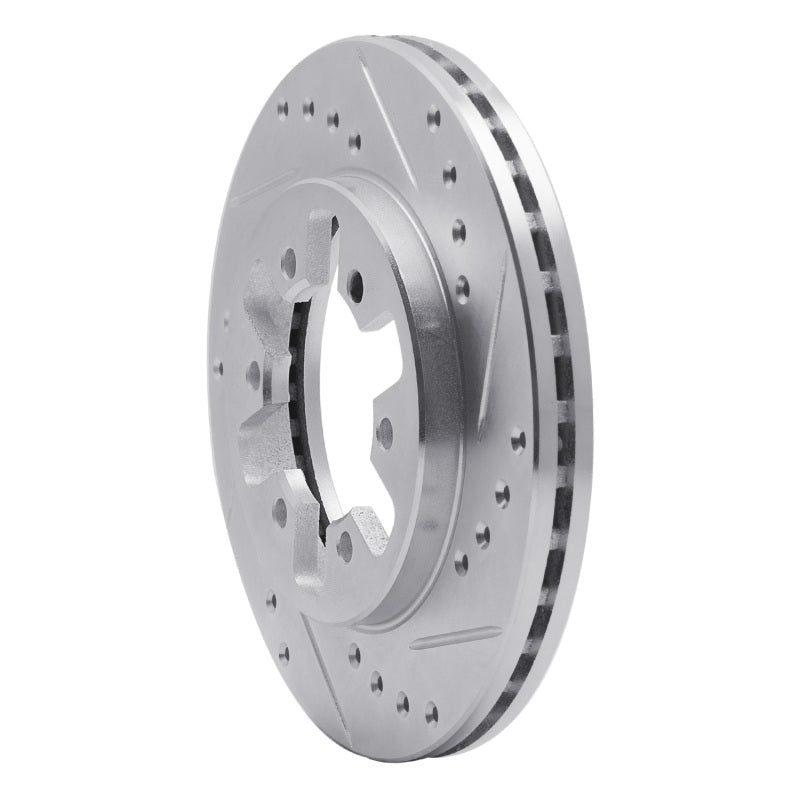 R1 85-97 Nissan D21 Pickup RWD (4 Cyl Excl HD) Front Right Drill & Slot Silver Brake Rotor