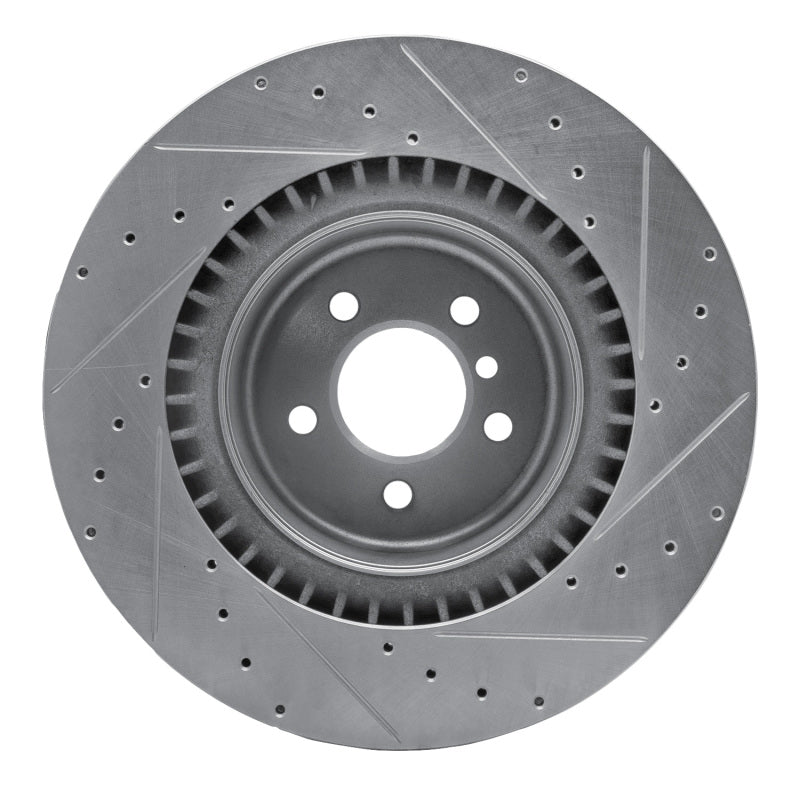 R1 10-14 BMW X5 Rear Left Drilled & Slotted Silver Brake Rotor