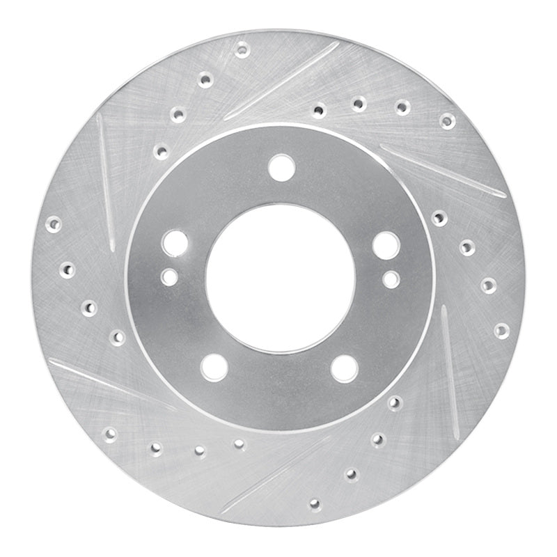 R1 83-89 Chrysler Conquest Front Left Drilled & Slotted Silver Brake Rotor