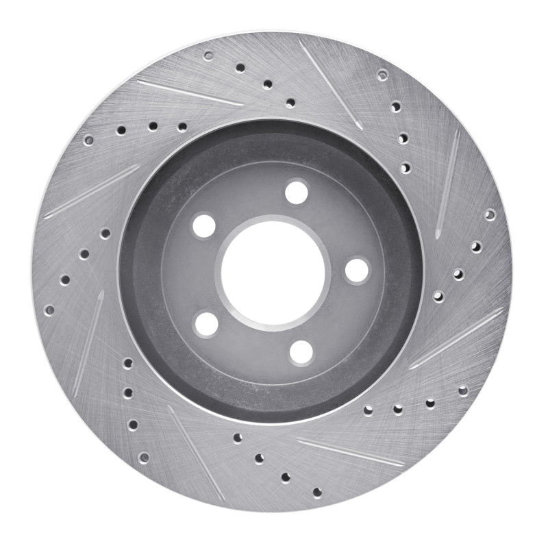 R1 05-14 Ford Mustang Front Left Drilled & Slotted Silver Brake Rotor