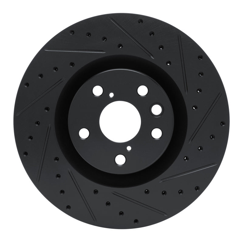R1 11-25 Lexus IS200T Right Front Drilled & Slotted Black Brake Rotor
