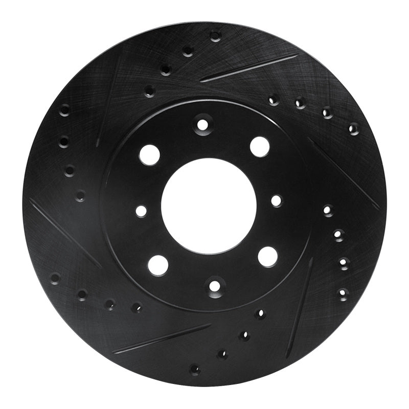 R1 86-91 Acura Integra Front Left Drilled & Slotted Black Brake Rotor