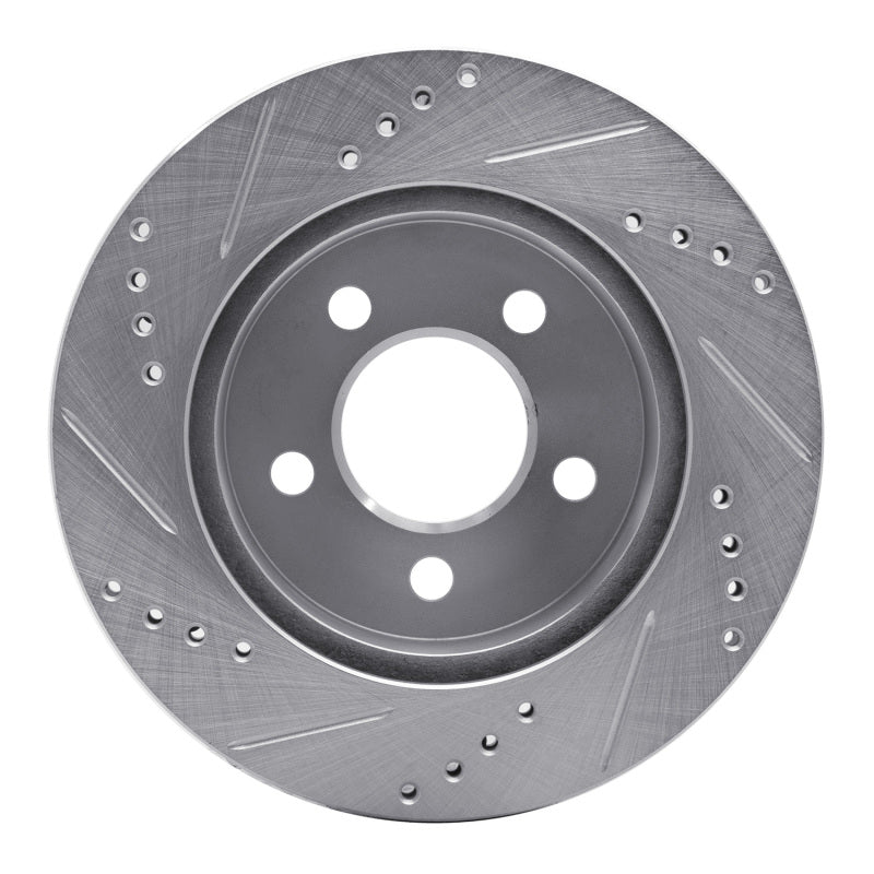 R1 99-06 Jeep TJ (Canada - See Wrangler for US) Front Right Drilled & Slotted Silver Brake Rotor
