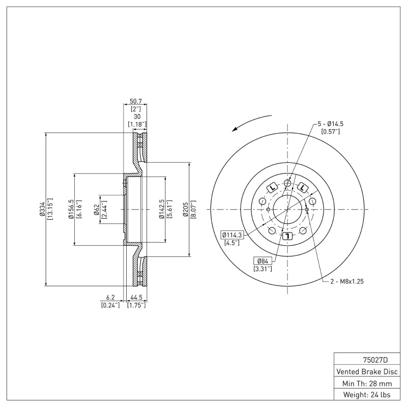R1 09-11 Lexus GS460 Left Front Brake Rotor