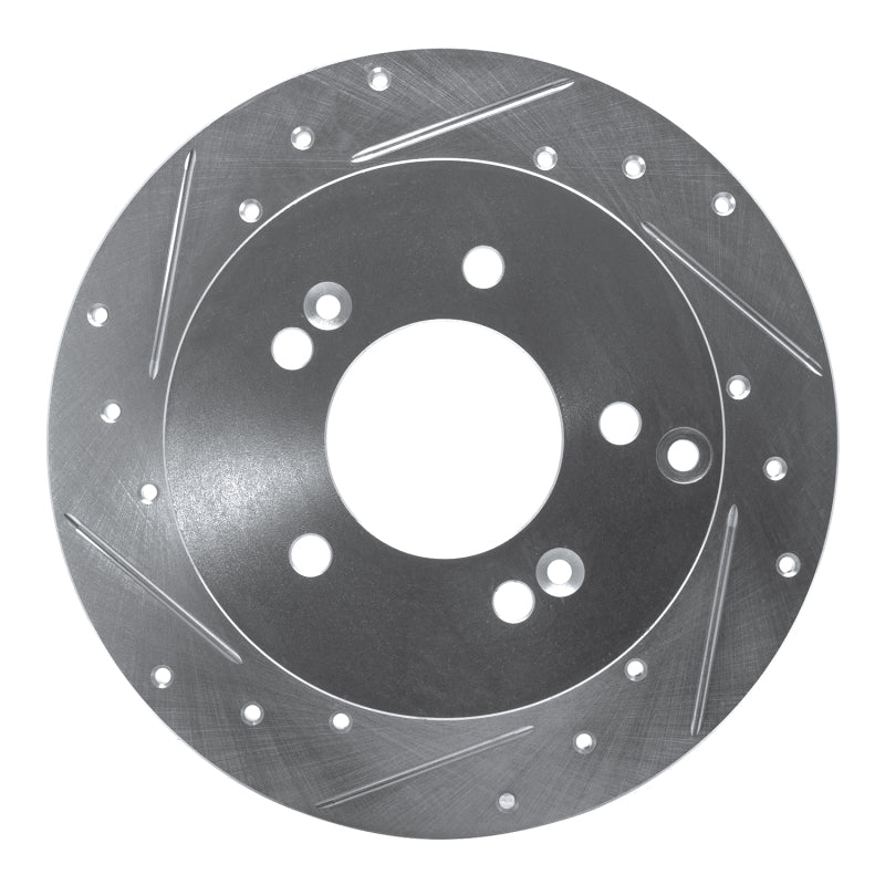 R1 07-12 Kia Rondo (Canada) Rear Left Drilled & Slotted Silver Brake Rotor