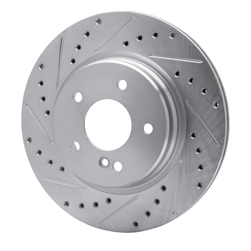 R1 98-09 Chrysler Crossfire Rear Left Drilled & Slotted Silver Brake Rotor