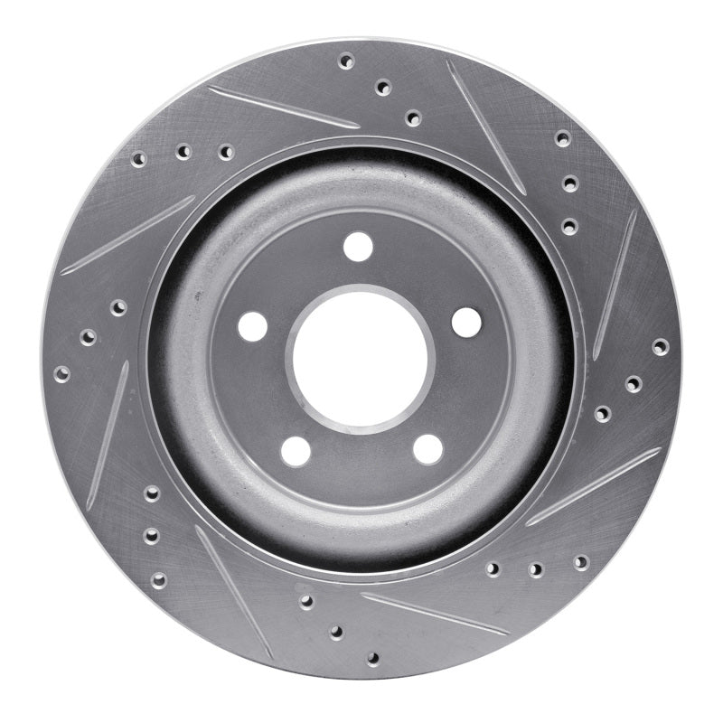 R1 06-08 Jaguar S-Type Rear Left Drilled & Slotted Silver Brake Rotor