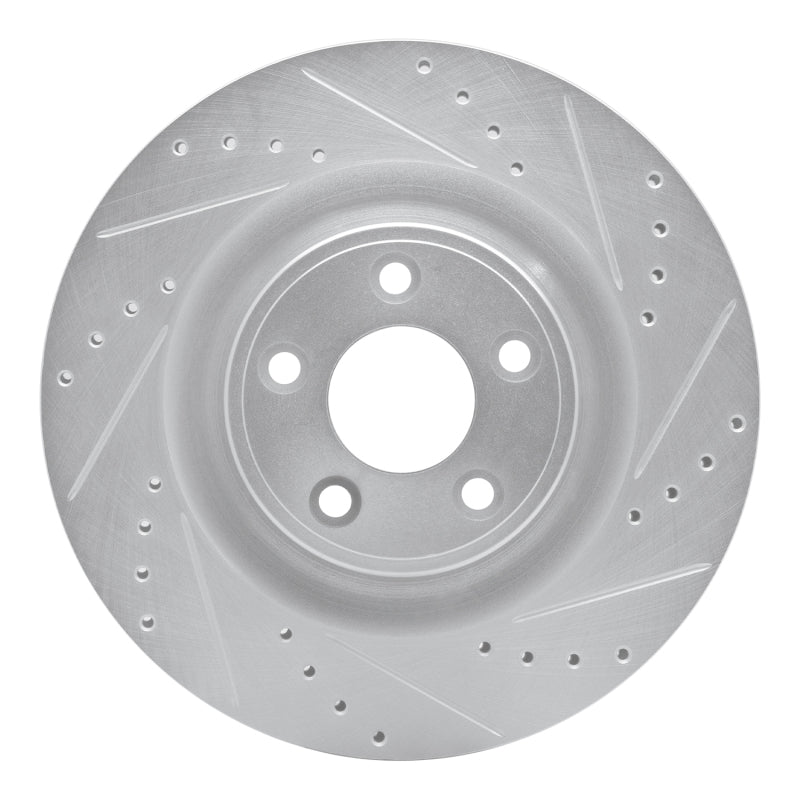 R1 14-21 Jaguar XJ Rear Right Drilled & Slotted Silver Brake Rotor