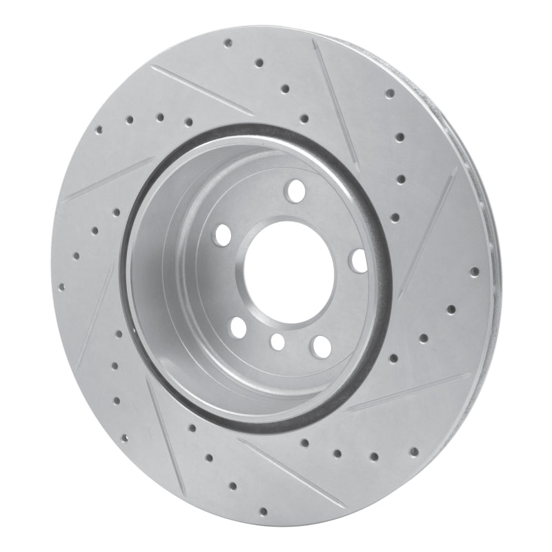 R1 10-19 BMW 640I xDrive Convertible Rear Left Drilled & Slotted Silver Brake Rotor