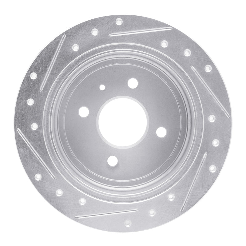 R1 14-16 Chevrolet SPARK EV Rear Right Drilled & Slotted Silver Brake Rotor