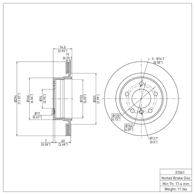 R1 03-08 BMW Z4 Rear Brake Rotor
