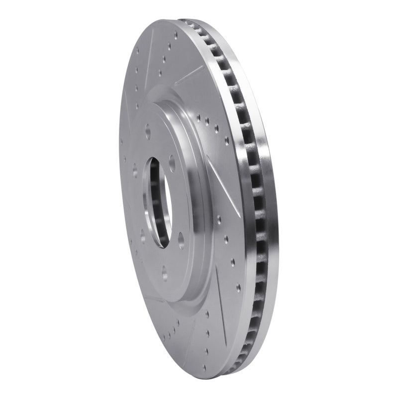 R1 07-24 Infiniti QX56 Front Left Drilled & Slotted Silver Brake Rotor