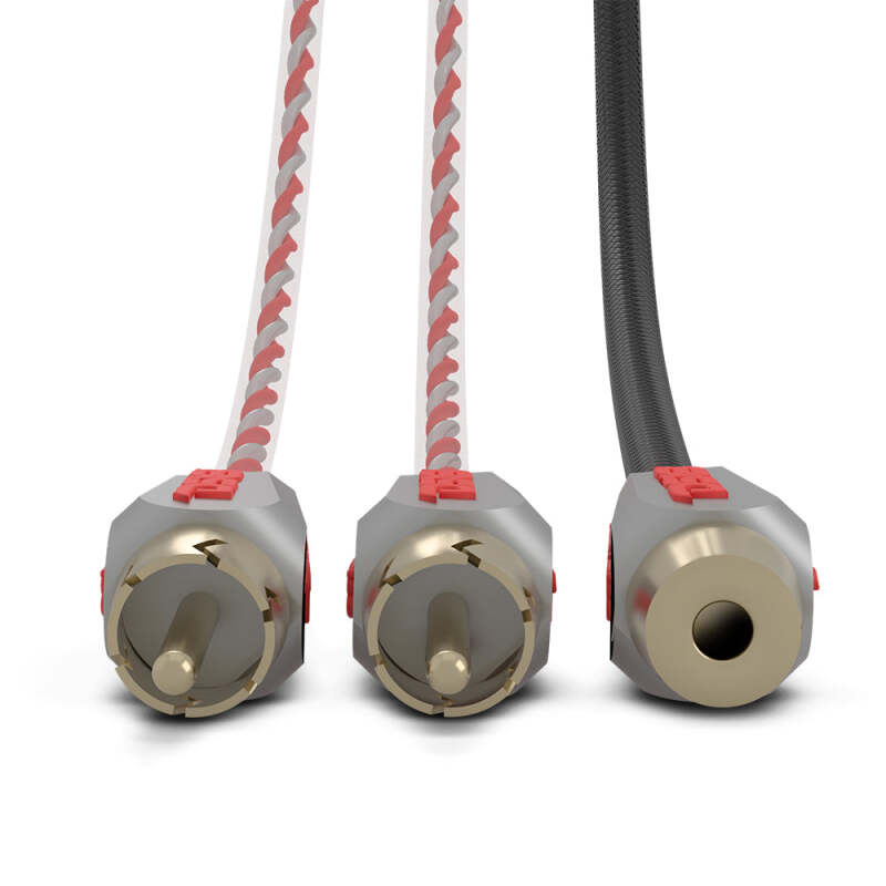 DS18 Level 3 RCA Wire Y Connector 1 Female to 2 Male Black + Red Kit