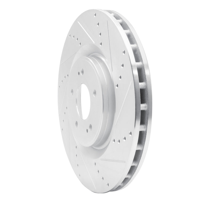 R1 08-15 Mitsubishi Lancer Front Right Drilled & Slotted Silver Brake Rotor