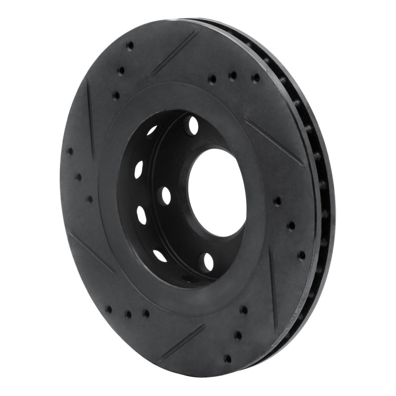 R1 00-03 Audi A8 Rear Right Drilled & Slotted Black Brake Rotor