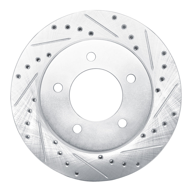 R1 97-02 Ford Expedition Front Right Drilled & Slotted Silver Brake Rotor