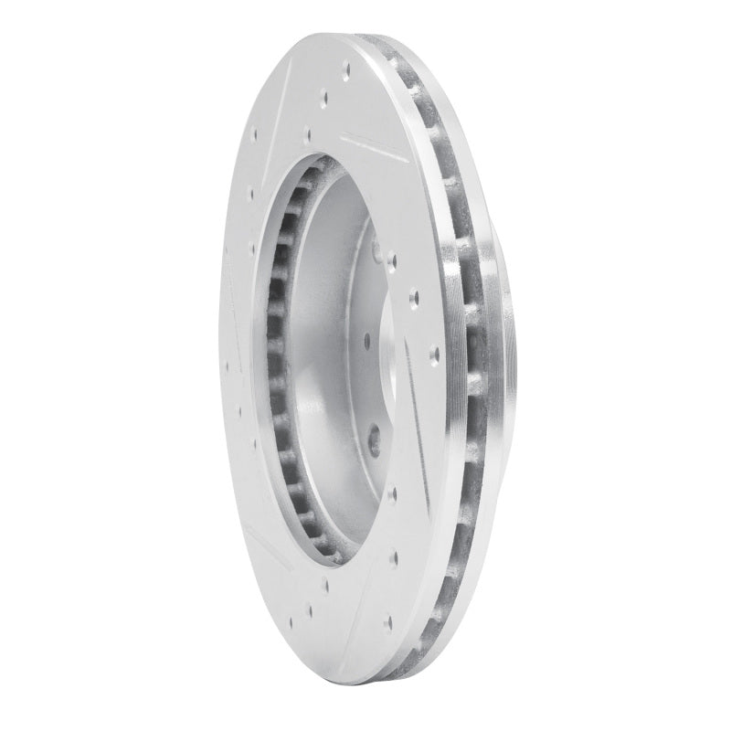 R1 85-89 Nissan STANZA Front Right Drilled & Slotted Silver Brake Rotor