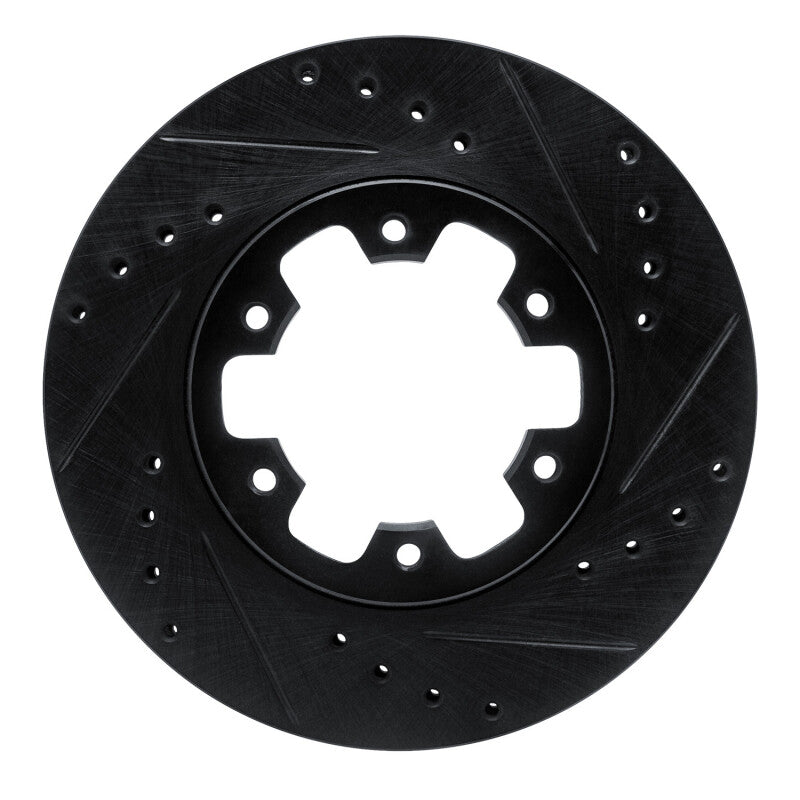 R1 85-02 Nissan D21 Pickup 4WD (4 Cyl Excl HD) Front Right Drilled & Slotted Black Brake Rotor