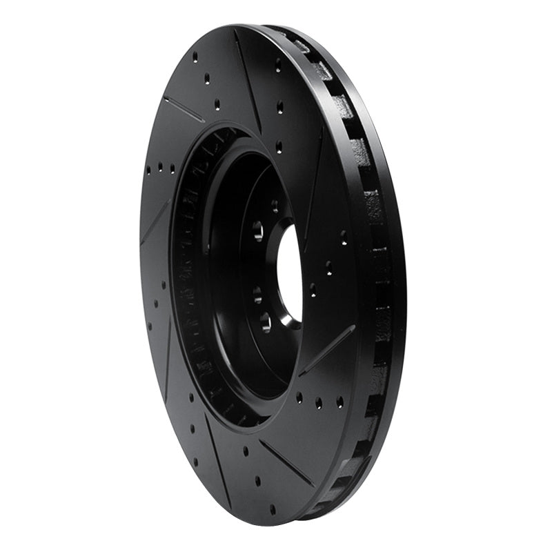 R1 12-18 Mercedes-Benz ML350 Front Left Drilled & Slotted Black Brake Rotor