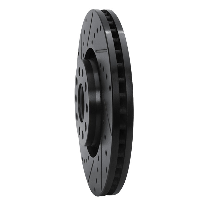 R1 98-09 Audi A4 (Mexico) Front Left Drilled & Slotted Black Brake Rotor