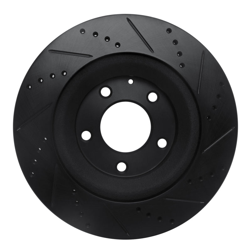 R1 04-11 Mazda RX-8 Rear Left Drilled & Slotted Black Brake Rotor