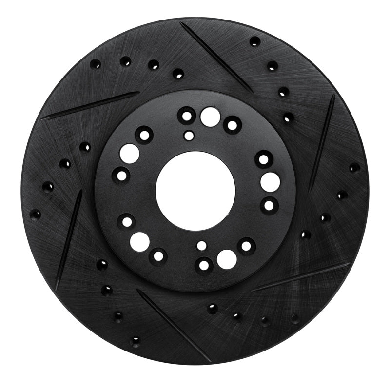 R1 90-90 Lexus LS400 Front Right Drilled & Slotted Black Brake Rotor
