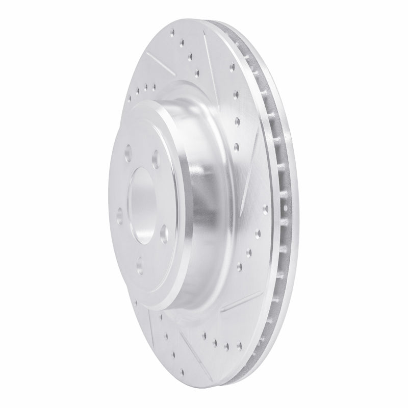 R1 06-23 Dodge Magnum Rear Right Drilled & Slotted Silver Brake Rotor