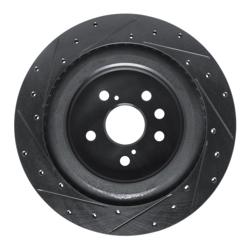 R1 2020-2025 Lexus RX450h+ Rear Right Drilled & Slotted Black Brake Rotor