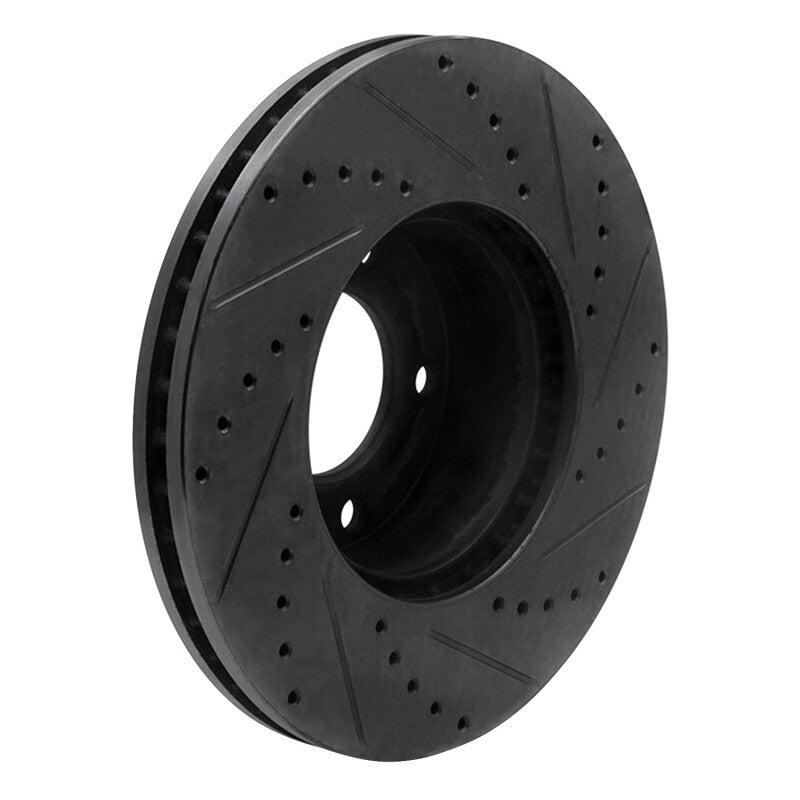 R1 08-18 Mercedes-Benz G550 Front Left Drilled & Slotted Black Brake Rotor