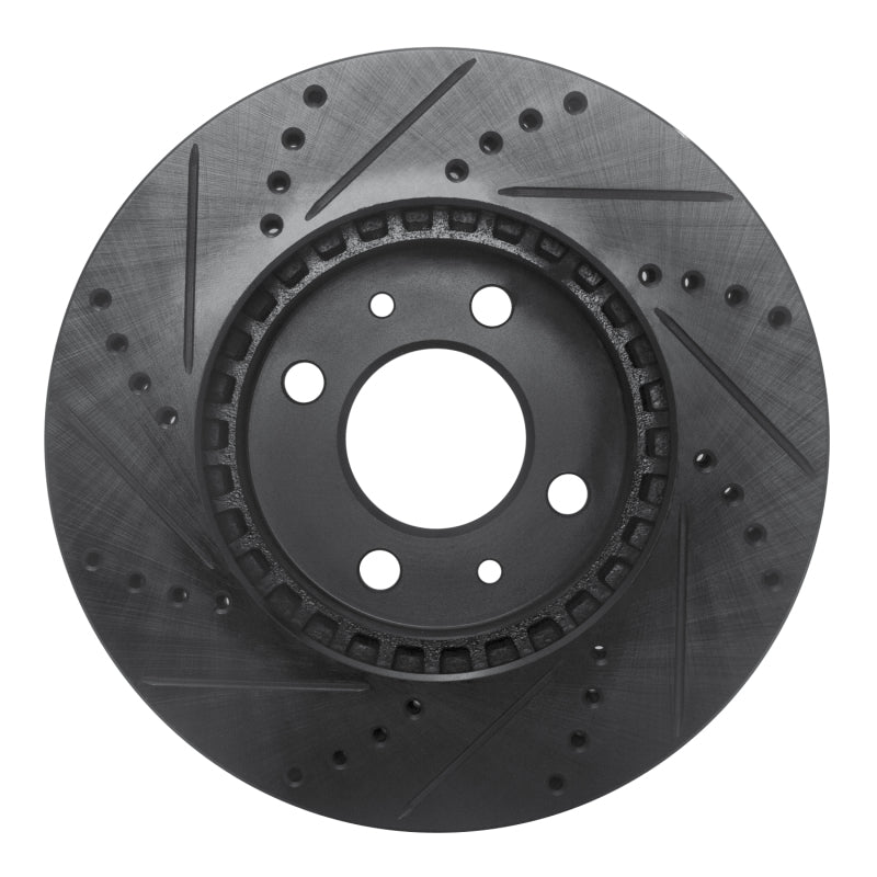 R1 88-98 Saab 9000 Front Right Drilled & Slotted Black Brake Rotor