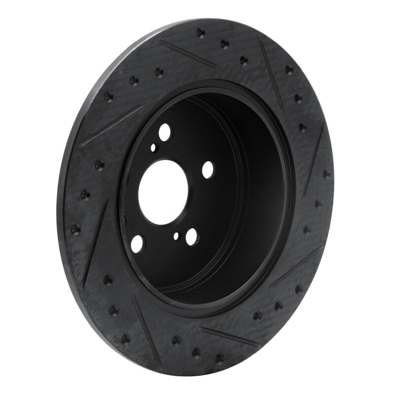 R1 90-93 Toyota Celica Rear Left Drilled & Slotted Black Brake Rotor