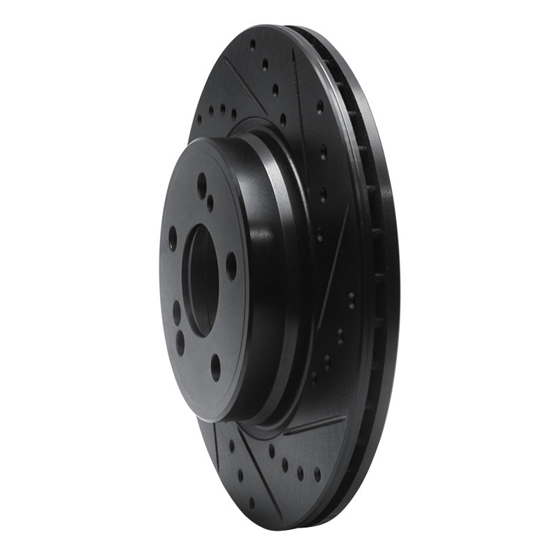 R1 93-02 Mercedes-Benz SL600 Rear Right Drilled & Slotted Black Brake Rotor