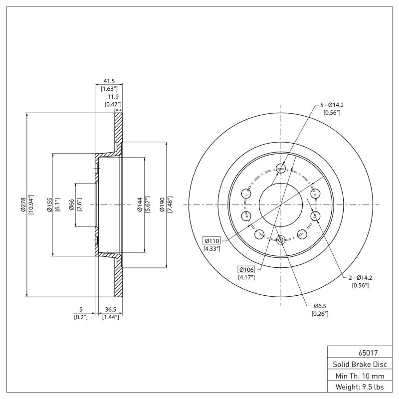 R1 03-11 Cadillac BLS (Mexico) Rear Brake Rotor