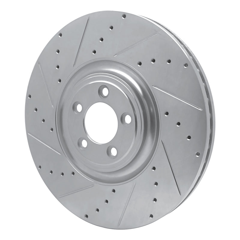 R1 10-24 Jaguar XF Front Left Drilled & Slotted Silver Brake Rotor
